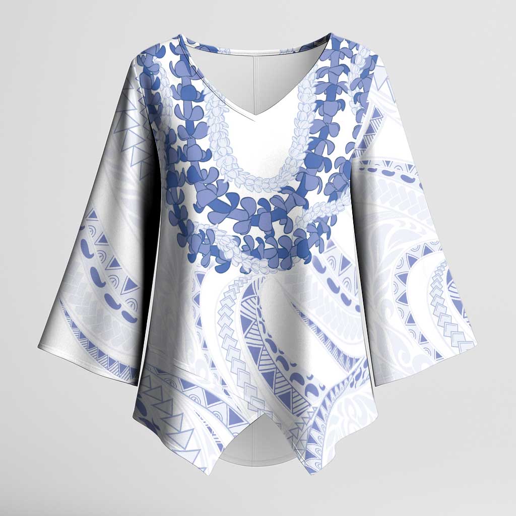 Aloha Lei Onaona Kimono Sleeve Blouse Navy Blue Hawaiian Tribal Pattern - Polynesian Pride