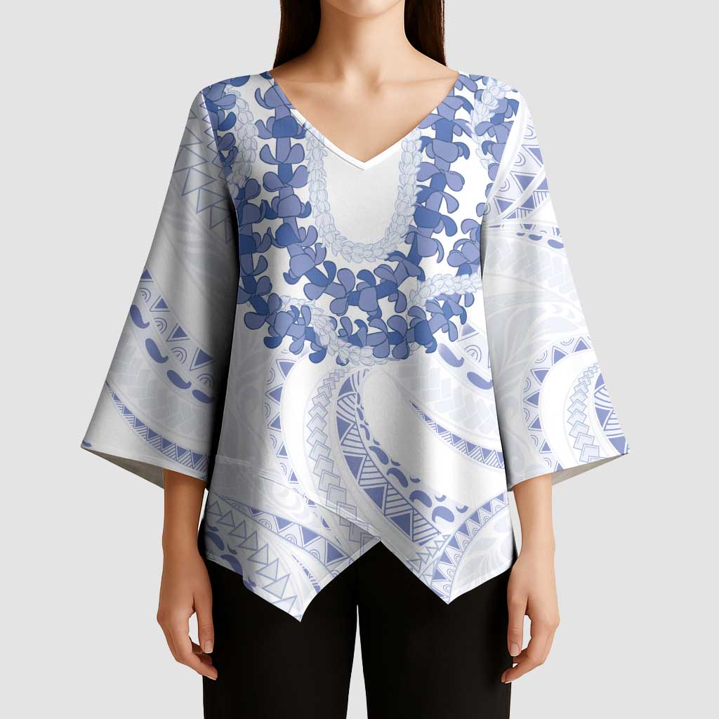 Aloha Lei Onaona Kimono Sleeve Blouse Navy Blue Hawaiian Tribal Pattern - Polynesian Pride