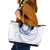 Aloha Lei Onaona Leather Tote Bag Navy Blue Hawaiian Tribal Pattern