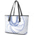 Aloha Lei Onaona Leather Tote Bag Navy Blue Hawaiian Tribal Pattern