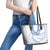 Aloha Lei Onaona Leather Tote Bag Navy Blue Hawaiian Tribal Pattern