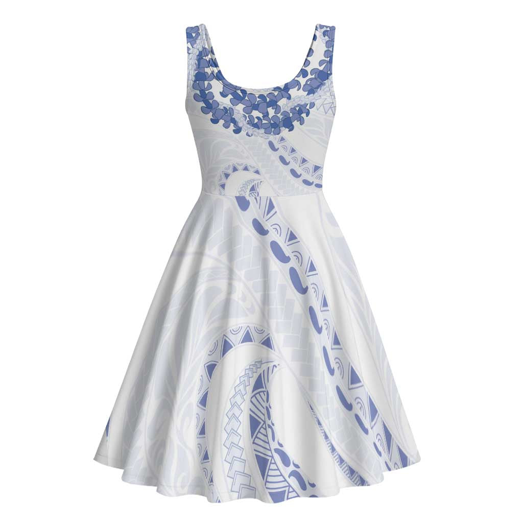 Aloha Lei Onaona Midi Dress Navy Blue Hawaiian Tribal Pattern - Polynesian Pride