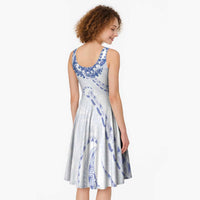 Aloha Lei Onaona Midi Dress Navy Blue Hawaiian Tribal Pattern - Polynesian Pride