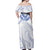 Aloha Lei Onaona Off Shoulder Maxi Dress Navy Blue Hawaiian Tribal Pattern