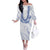 Aloha Lei Onaona Off The Shoulder Long Sleeve Dress Navy Blue Hawaiian Tribal Pattern