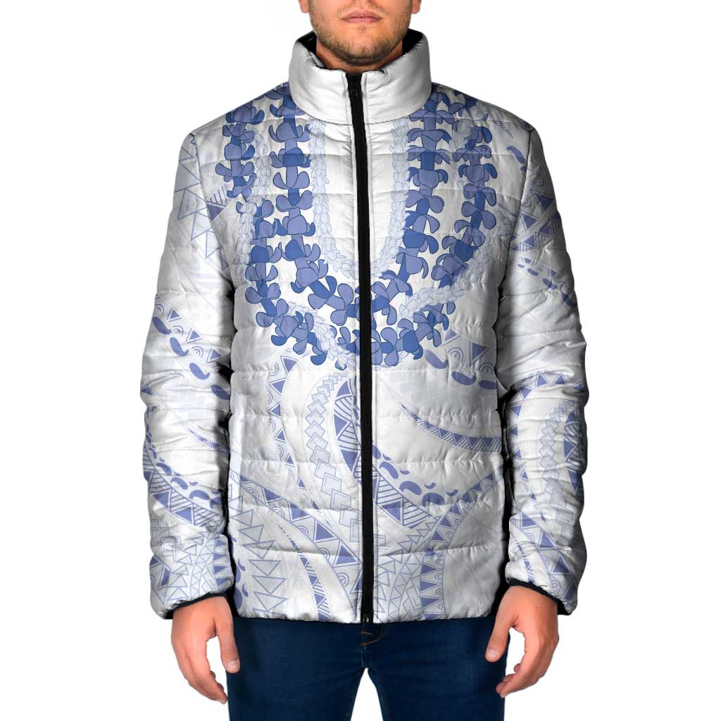 Aloha Lei Onaona Padded Jacket Navy Blue Hawaiian Tribal Pattern - Polynesian Pride