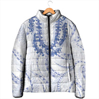 Aloha Lei Onaona Padded Jacket Navy Blue Hawaiian Tribal Pattern - Polynesian Pride