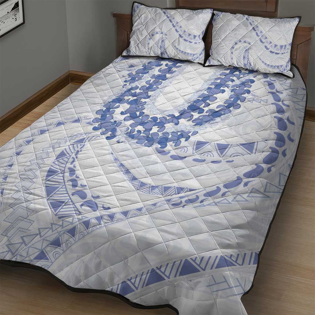 Aloha Lei Onaona Quilt Bed Set Navy Blue Hawaiian Tribal Pattern