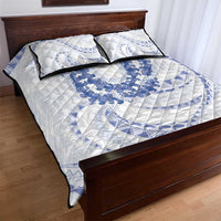 Aloha Lei Onaona Quilt Bed Set Navy Blue Hawaiian Tribal Pattern