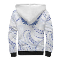 Aloha Lei Onaona Sherpa Hoodie Navy Blue Hawaiian Tribal Pattern