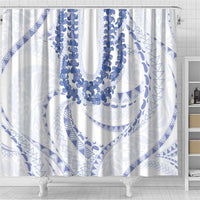Aloha Lei Onaona Shower Curtain Navy Blue Hawaiian Tribal Pattern