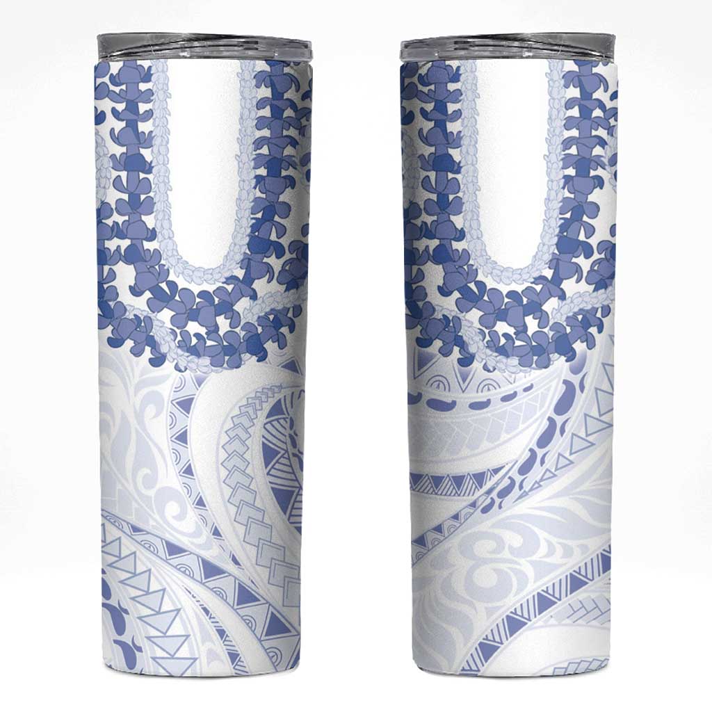 Aloha Lei Onaona Skinny Tumbler Navy Blue Hawaiian Tribal Pattern