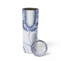Aloha Lei Onaona Skinny Tumbler Navy Blue Hawaiian Tribal Pattern
