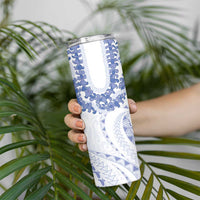Aloha Lei Onaona Skinny Tumbler Navy Blue Hawaiian Tribal Pattern