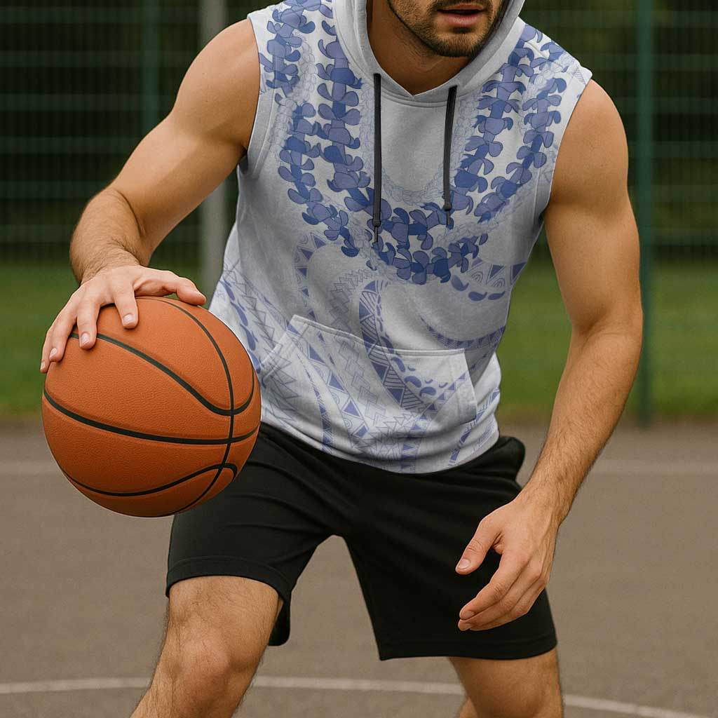 Aloha Lei Onaona Sleeveless Hoodie Navy Blue Hawaiian Tribal Pattern - Polynesian Pride