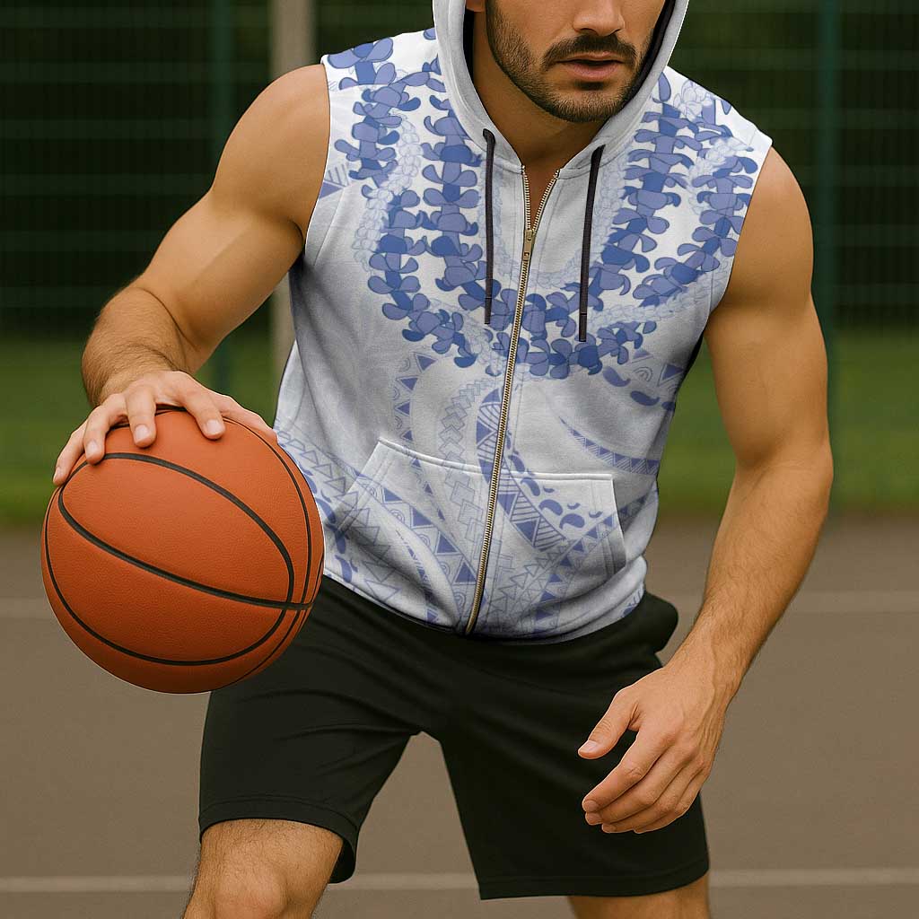 Aloha Lei Onaona Sleeveless Zip Hoodie Navy Blue Hawaiian Tribal Pattern - Polynesian Pride