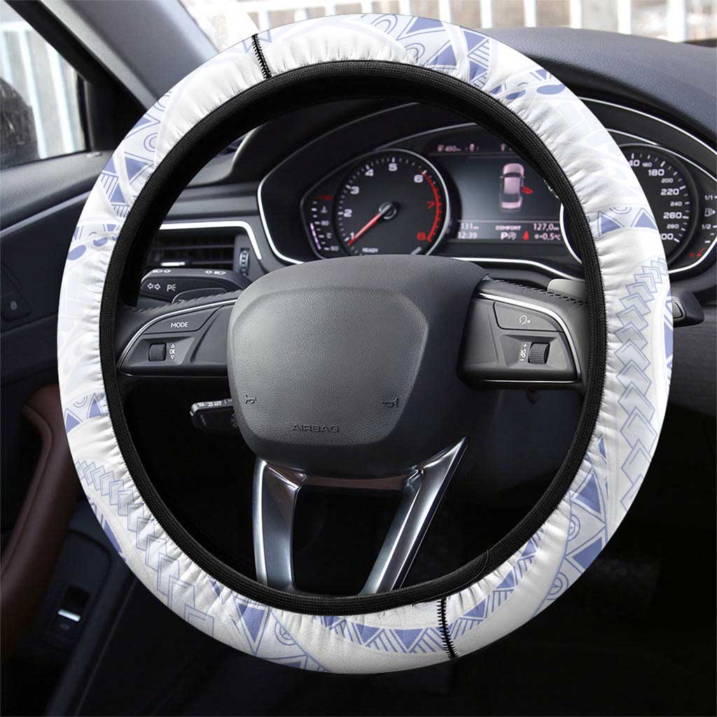 Aloha Lei Onaona Steering Wheel Cover Navy Blue Hawaiian Tribal Pattern
