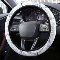 Aloha Lei Onaona Steering Wheel Cover Navy Blue Hawaiian Tribal Pattern
