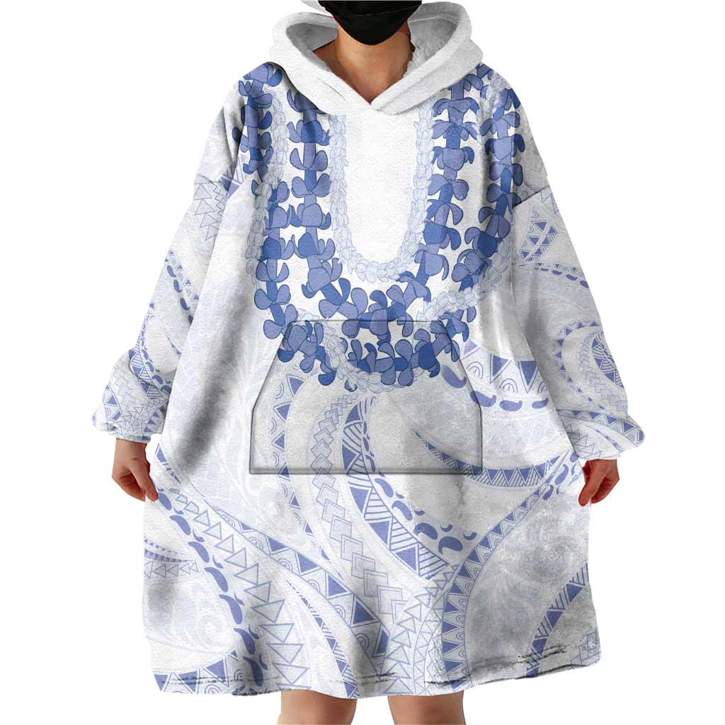 Aloha Lei Onaona Wearable Blanket Hoodie Navy Blue Hawaiian Tribal Pattern