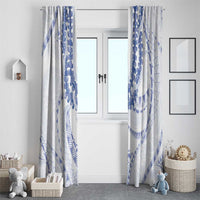 Aloha Lei Onaona Window Curtain Navy Blue Hawaiian Tribal Pattern