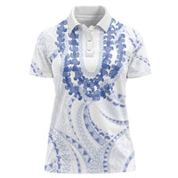 Aloha Lei Onaona Women Polo Shirt Navy Blue Hawaiian Tribal Pattern