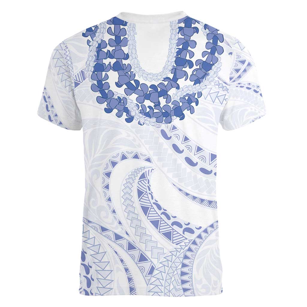 Aloha Lei Onaona Women V-Neck T-Shirt Navy Blue Hawaiian Tribal Pattern LT9 - Polynesian Pride