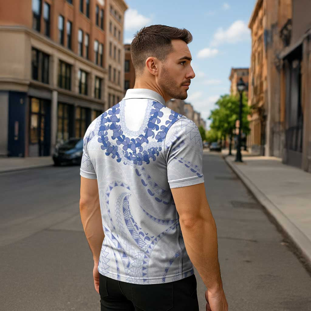 Aloha Lei Onaona Zipper Polo Shirt Navy Blue Hawaiian Tribal Pattern - Polynesian Pride