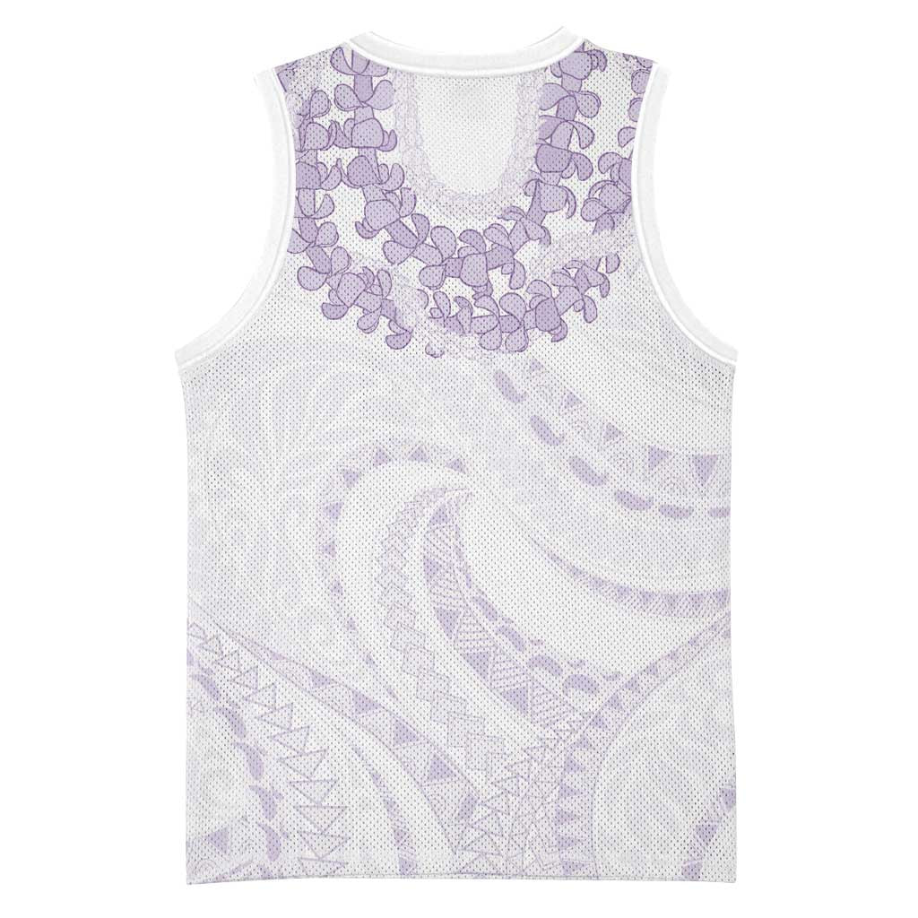 Aloha Lei Onaona Basketball Jersey Purple Hawaiian Tribal Pattern - Polynesian Pride