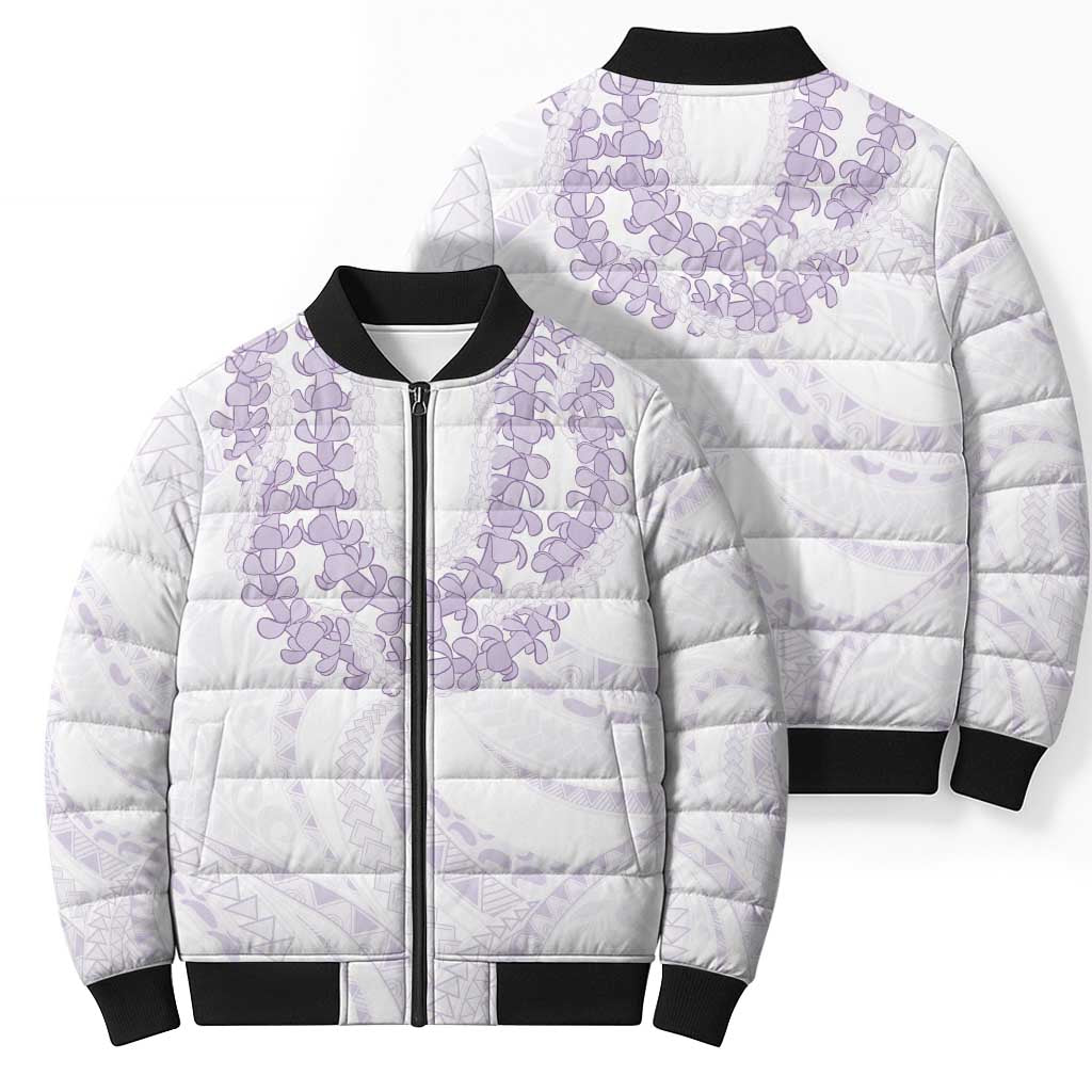 Aloha Lei Onaona Bomber Puffer Jacket Purple Hawaiian Tribal Pattern - Polynesian Pride