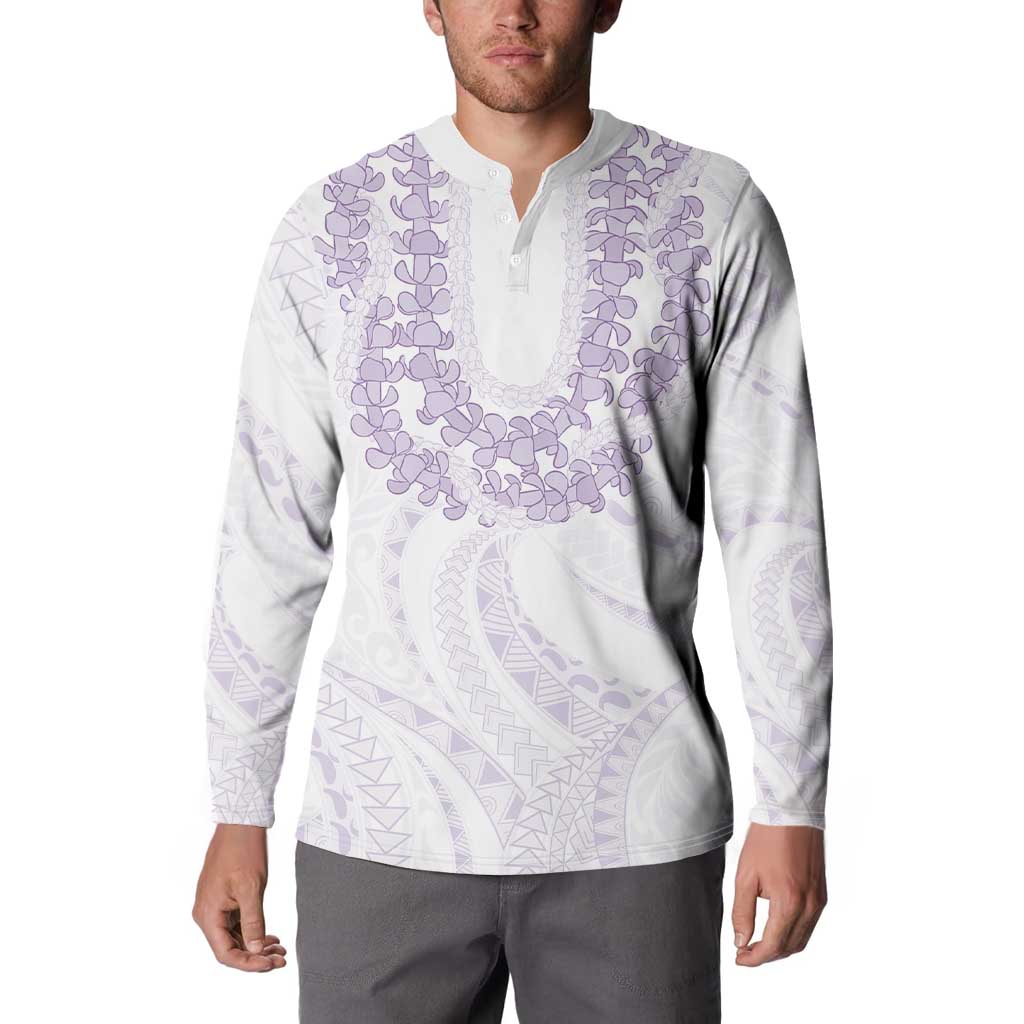 Aloha Lei Onaona Button Sweatshirt Purple Hawaiian Tribal Pattern