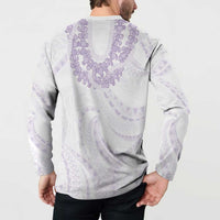 Aloha Lei Onaona Button Sweatshirt Purple Hawaiian Tribal Pattern
