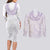Aloha Lei Onaona Couples Matching Long Sleeve Bodycon Dress and Long Sleeve Button Shirt Purple Hawaiian Tribal Pattern