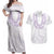 Aloha Lei Onaona Couples Matching Off Shoulder Maxi Dress and Hawaiian Shirt Purple Hawaiian Tribal Pattern