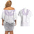 Aloha Lei Onaona Couples Matching Off Shoulder Short Dress and Hawaiian Shirt Purple Hawaiian Tribal Pattern