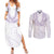 Aloha Lei Onaona Couples Matching Summer Maxi Dress and Long Sleeve Button Shirt Purple Hawaiian Tribal Pattern