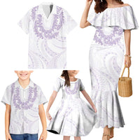 Aloha Lei Onaona Family Matching Mermaid Dress and Hawaiian Shirt Purple Hawaiian Tribal Pattern