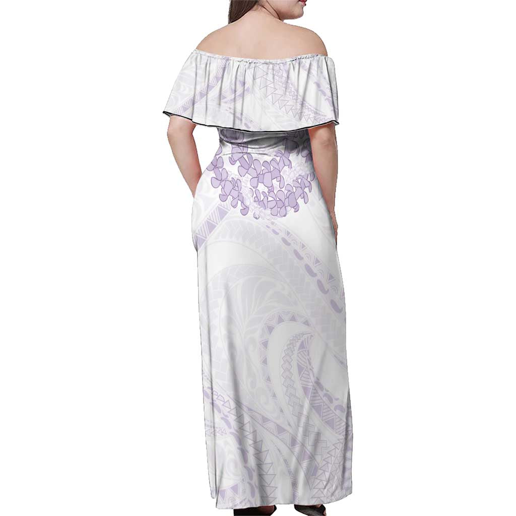Aloha Lei Onaona Family Matching Off Shoulder Maxi Dress and Hawaiian Shirt Purple Hawaiian Tribal Pattern
