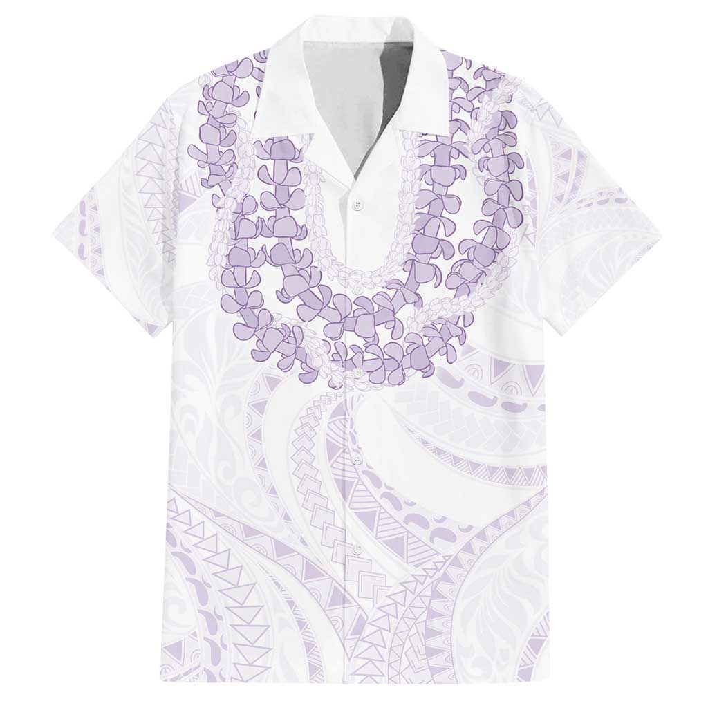 Aloha Lei Onaona Family Matching Off Shoulder Short Dress and Hawaiian Shirt Purple Hawaiian Tribal Pattern