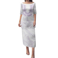 Aloha Lei Onaona Family Matching Puletasi and Hawaiian Shirt Purple Hawaiian Tribal Pattern