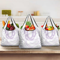 Aloha Lei Onaona Grocery Bag Purple Hawaiian Tribal Pattern