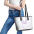 Aloha Lei Onaona Leather Tote Bag Purple Hawaiian Tribal Pattern