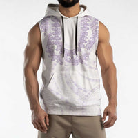 Aloha Lei Onaona Sleeveless Hoodie Purple Hawaiian Tribal Pattern - Polynesian Pride
