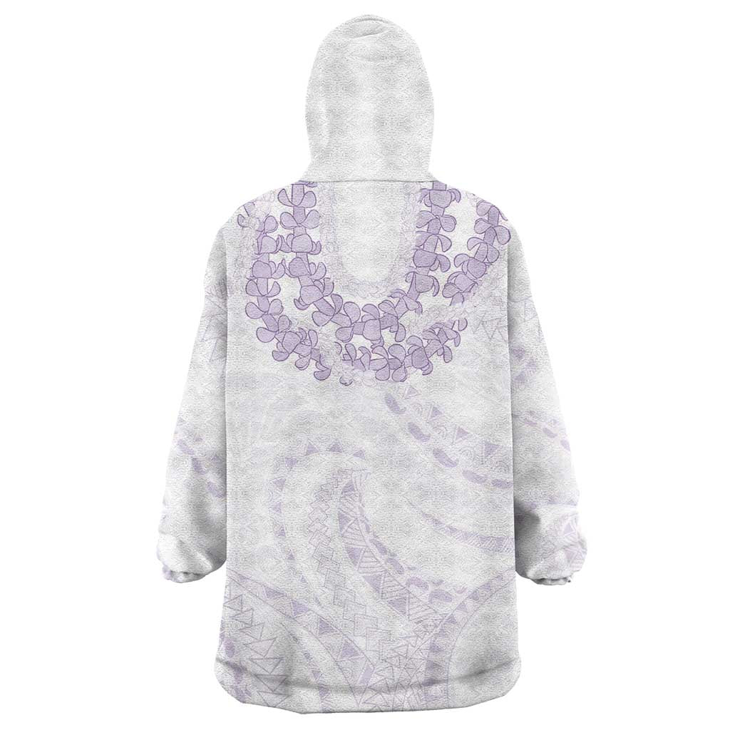 Aloha Lei Onaona Wearable Blanket Hoodie Purple Hawaiian Tribal Pattern