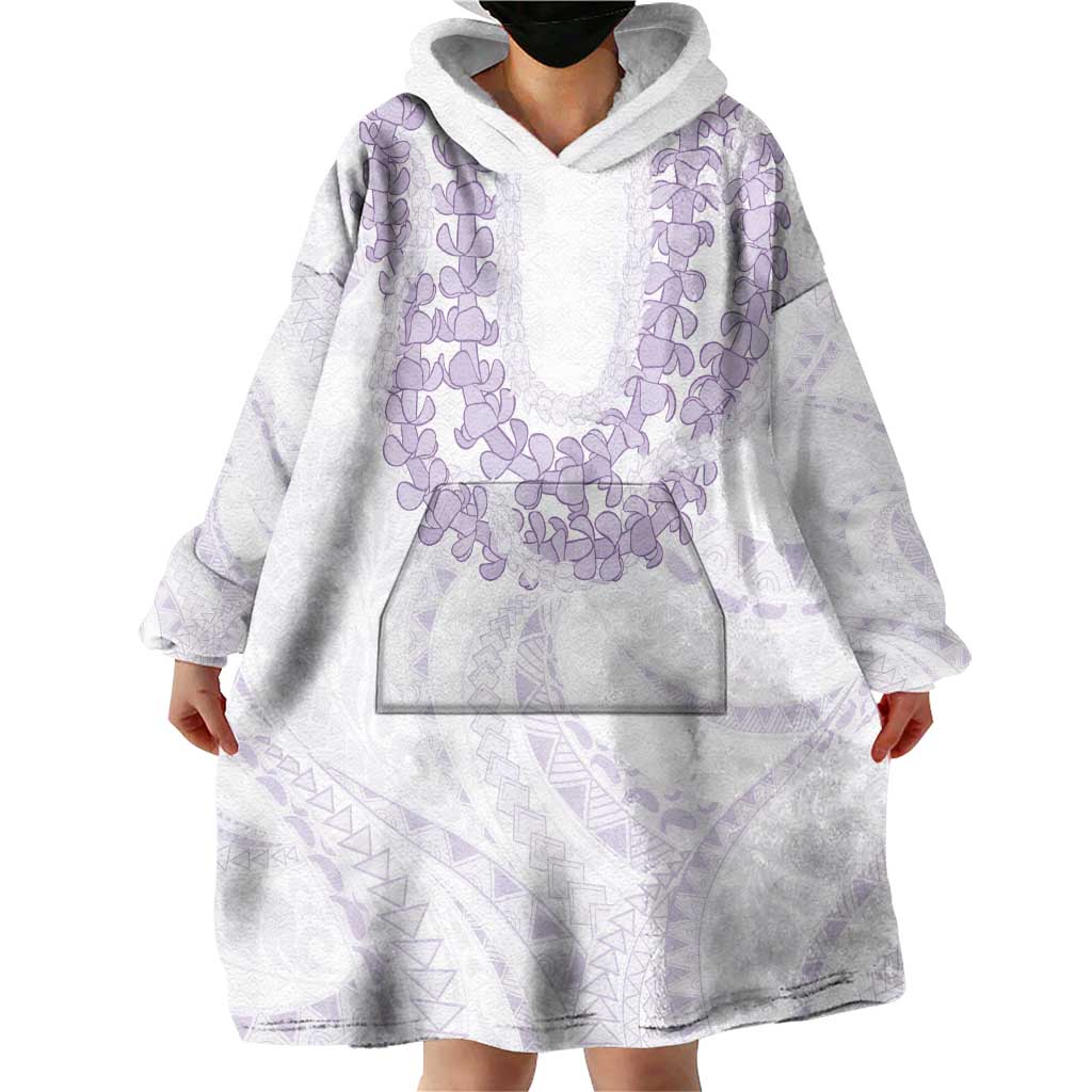 Aloha Lei Onaona Wearable Blanket Hoodie Purple Hawaiian Tribal Pattern