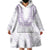 Aloha Lei Onaona Wearable Blanket Hoodie Purple Hawaiian Tribal Pattern