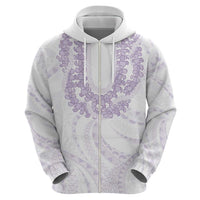 Aloha Lei Onaona Zip Hoodie Purple Hawaiian Tribal Pattern