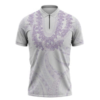 Aloha Lei Onaona Zipper Polo Shirt Purple Hawaiian Tribal Pattern - Polynesian Pride