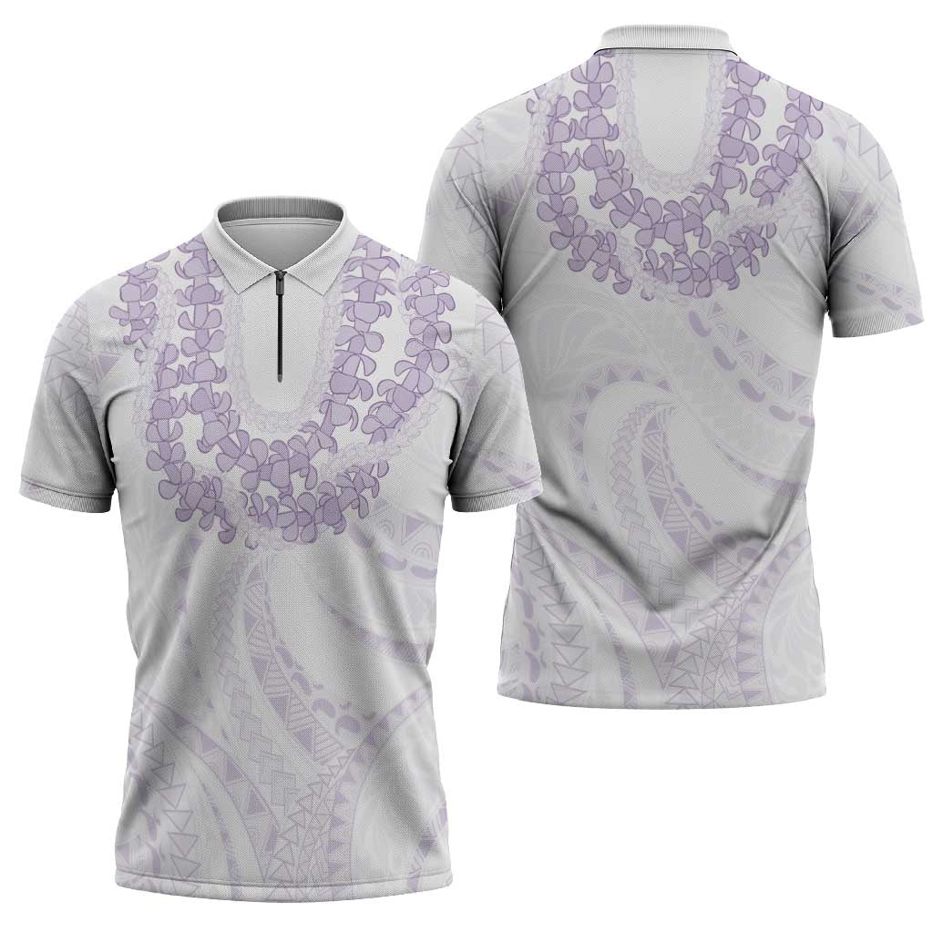 Aloha Lei Onaona Zipper Polo Shirt Purple Hawaiian Tribal Pattern - Polynesian Pride