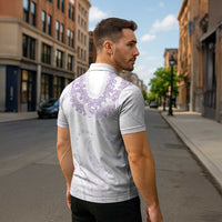 Aloha Lei Onaona Zipper Polo Shirt Purple Hawaiian Tribal Pattern - Polynesian Pride