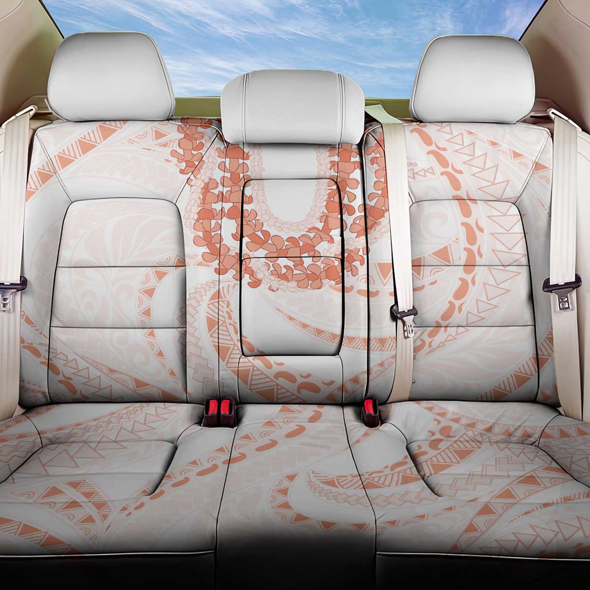Aloha Lei Onaona Back Car Seat Cover Red Hawaiian Tribal Pattern
